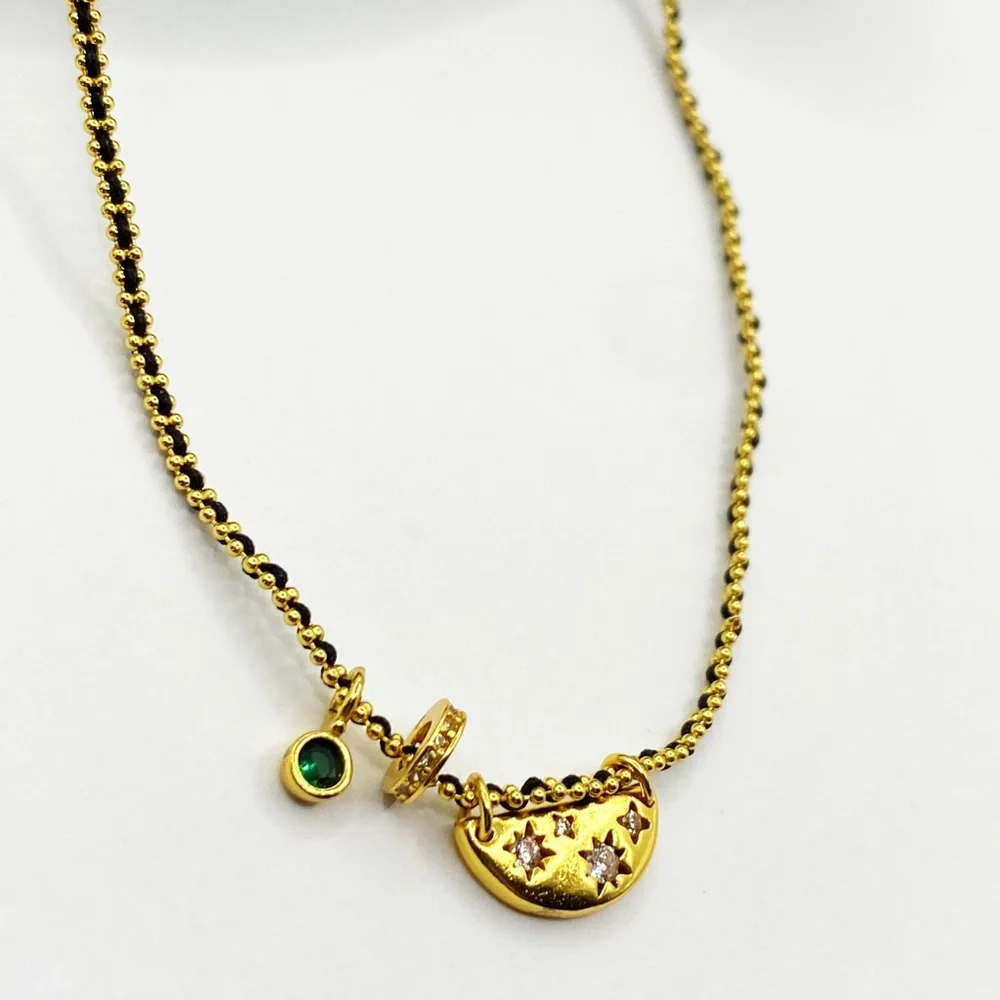 NEW Gold Crescent Moon & Star Pendant Layering Necklace